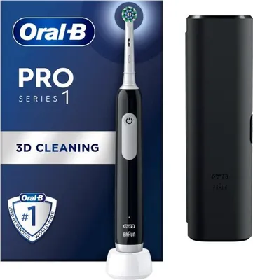 Obrázek produktu pro Elektrický zubní kartáček Oral-B s cestovním pouzdrem | Pro Series 1 | Dobíjecí | Pro dospělé | Počet kartáčkových hlavic v balení 1 | Počet režimů čištění zubů 3 | Černá