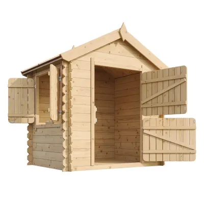 Zdjęcie produktu dla Drewniany domek dla dzieci 1.1m2 - Z PODŁOGAMI - W112xL146xH145 cm - Timbela M516