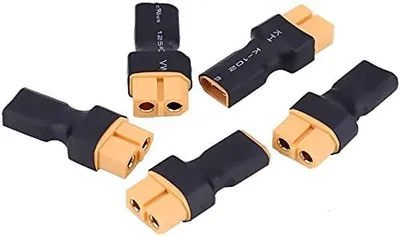 Zdjęcie produktu dla Adapter Konwerter Baterii XT30 na XT60 | 5 Sztuk, Wytrzymały i Lekki | Do Dronów, Ładowarek LiPo, Stereo Pioneer | Żółty Czarny, Plastik