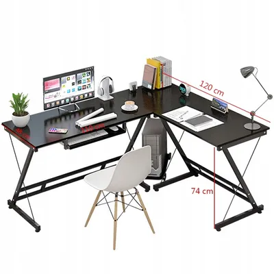 Produktbild von Eckschreibtisch Gross Modern Industriell Computer Schwarz Gaming Tisch