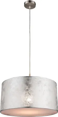 Produktbild von Globo Lighting Hängeleuchte Metall Nickel matt, Kunststoff, Textil silber metallic, Acryl satiniert, Kabel PVC Transparent, inkl. Aufhängung, ø: 400mm, H: 1400mm, exkl. 1x E27 60W 230V