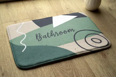 Produktbild von Badteppich Saugfähige - Badezimmer Teppich - Rutschfester Badvorleger Badematte - 75x45 cm - Geometrische Muster