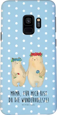 Produktbild von Mr. & Mrs. Panda Samsung Galaxy S9 Handyhülle Bären mit Blumenkranz - Blau Pastell - Geschenk, Handy Case, Muttertag, Hülle, Vorbild, Schutzhülle, Family, Mutter, Cover