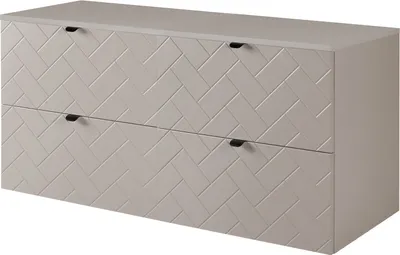 Zdjęcie produktu dla Szafka łazienkowa, kaszmir z czarnymi uchwytami / z górną półką, szerokość 120 cm