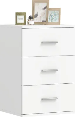 Produktbild von HOMCOM Nachttisch, Beistelltisch mit 3 Schubladen für Schlafzimmer, Weiß