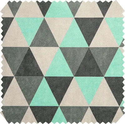 Produktbild von novely® ORMONT MERING Samtiger Chenille Möbelstoff Dreiecke Polsterstoff 1lfm - Farbe: 03 Grau Türkis
