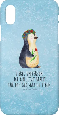 Produktbild von Mr. & Mrs. Panda Iphone 10 Handyhülle Pinguin Blumen - Eisblau - Geschenk, Cover, Handy Case, Ziele, Motivation, Positiv, Geschenkidee, X