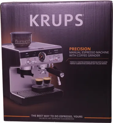 Produktbild von Krups Precision Siebträgermaschine XP801T, Espressomaschine, 3 l, Gemahlener Kaffee, Eingebautes Mahlwerk, Schwarz, Edelstahl