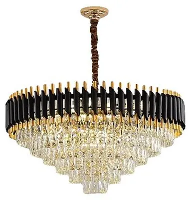 Imagen del producto de Lámpara de araña, con altura ajustable, diseño de cristal de varios niveles, diámetro de 78 cm, con regulador de intensidad de 3 colores