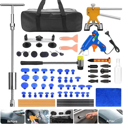 Produktbild von Ausbeulwerkzeug, Metall, mit T-Bar und Zughämmern, für Auto