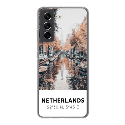 Produktbild von MuchoWow® Handyhülle Schutzhülle Hülle für Samsung Galaxy S21 FE Niederlande - Amsterdam - Gracht - Herbst Silikon Softcase Handy Hülle - Mobiltelefonhülle