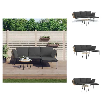 Immagine prodotto di vidaXL Set 3 pezzi da giardino con cuscini in poly rattan grigio scuro - Set di mobili da giardino