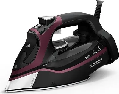 Produktbild von Rowenta SteamForce Pro, Dampfbügeleisen, 230 g/min, Schwarz, Bordeaux, 120 g/min, 0,35 l, Herz, Seite, Spitze