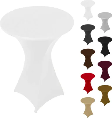 Produktbild von Stehtischhusse Stretch Weiß elastischer Bistrotisch Überzug, ø 80cm