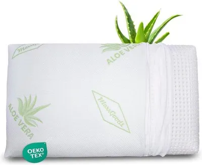 Image de Oreiller orthopédique pour la nuque, 70 x 42 x 9 cm, en mousse gel à répartition de pression, avec 2 housses de 40 x 80 x 9 cm à l'aloe vera