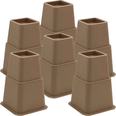 Produktbild von JustValue Möbelerhöher Set – 6 Füße – 8 / 11 / 20 cm – bis 600 kg – Braun