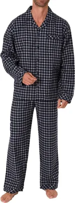 Produktbild von Herren Flanell Pyjama Schlafanzug zum durchknöpfen - auch in Übergrössen - 222 101 15 851 ; grau , 50