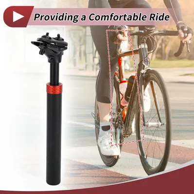Image de 1 Pc Tige De Selle De Vélo De Montagne Avec Amortisseur De Suspension Selle De Vélo Tube De Selle 30.9X300Mm Noir Rouge Alliage D'Aluminium