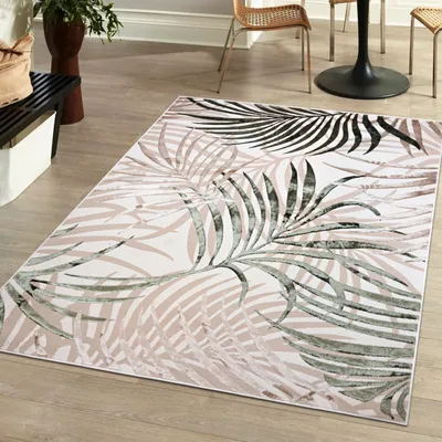 Produktbild von Teppich 160 x 230 cm Beige Creme mit Gold / NA44K Palmenzweige Feder