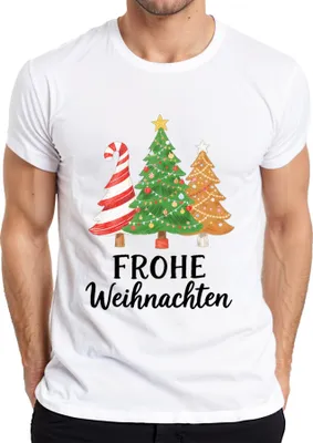 Produktbild von FROHE Weihnachten Weihnachtsbaum Tannenbaum Zuckerstange Lebkuche Herren T-Shirt, Weiß, XL