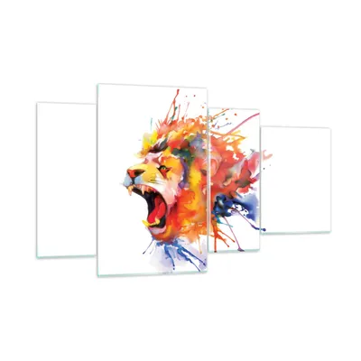 Produktbild von Bilder auf glas - Löwe modern Malerei Tier - 120x70cm - Glasbilder - Wandbilder - Kunstdruck - zum Aufhängen bereit - Wanddekoration aus Glas - Glas Bilder - Wandbild auf Glas - GDL120x70-2885