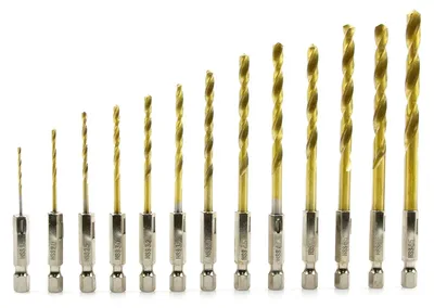 Immagine prodotto di Set 13 punte trapano per metallo con attacco con attacco esagonale 1,5–6,5 mm, HSS TiN, 13 pezzi