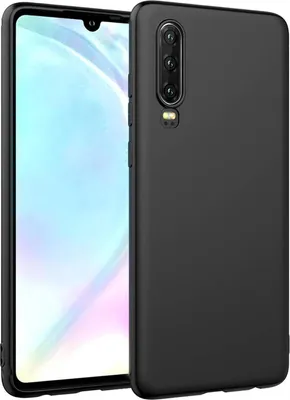 Produktbild von Silikon Hülle für Huawei P30 Schutzhülle Matt Schwarz Backcover Handy Case