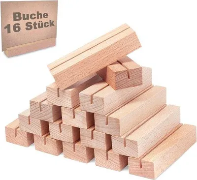 Produktbild von Famanu Tischkartenhalter 16 Stück - Hölzerne Halter für Menükarten und Fotos