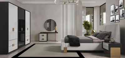 Produktbild von Modernes Schlafzimmer Set Doppelbett 2x Nachttische Schminktisch 6tlg