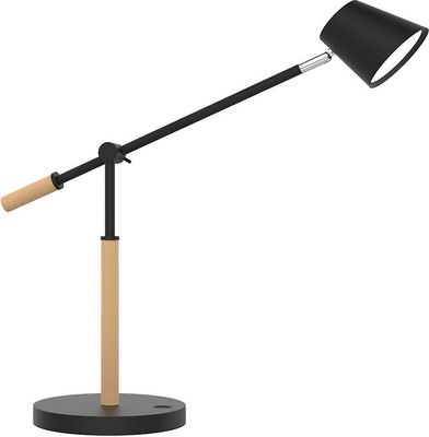 Unilux Vicky LED-Schreibtischleuchte schwarz-buche, dimmbar, USB Ladefunktion