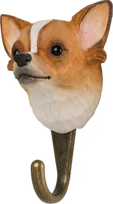 Produktbild von Haken Chihuahua aus handgeschnitztem Holz, 55x75x110 mm