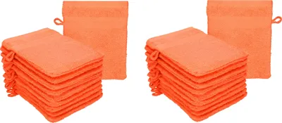 Produktbild von Betz 20 Stück Waschhandschuhe 16x21 cm PREMIUM 100% Baumwolle Farbe: blutorange