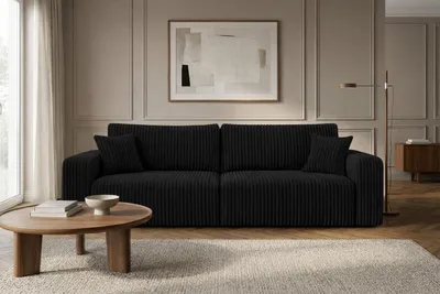 Image de Canapé-lit   avec coffre de rangement, tissu velours Tilia, noir, BEST SCORNER
