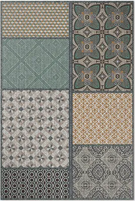 Produktbild von Verschiedene Texturen imitierter Stoff – Vinylteppich – 60x90 cm – Indoor Teppich – Flur – Pflegeleicht – Modern