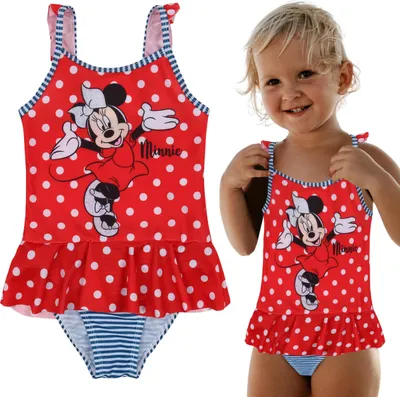 Produktbild von DISNEY Minnie Mouse EINTEILIGER Badeanzug mit Punkten für Mädchen FÜR SCHWIMMBAD, FÜR STRAND 104-110