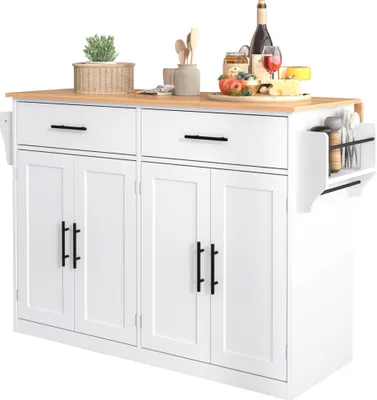 Produktbild von Servierwagen mit klappbarer Tischplatte Esszimmer Kuecheninsel Kuechenwagen mit Rollen und austauschbaren Holzbeinen ideal fuer Kueche und Esszimmer