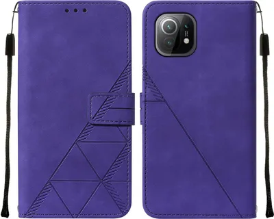 Produktbild von Xiaomi Mi 11 Hülle, Schlank Prägung Flip Leder Kartenfächer Schutzhülle mit Ständer für Xiaomi Mi 11 Lila