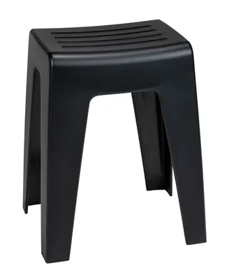 A black plastic stool on a white background.