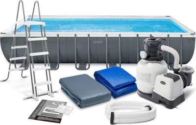 Produktbild von Intex 26364NP, 31805 l, Gerahmter Pool, Kind & Erwachsener, 6 Person(en), Leiter, Grau