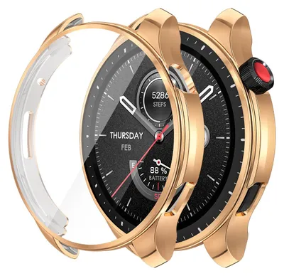Produktbild von Für Amazfit GTR 4 Uhrengehäuse mit Displayschutz Gold Hülle Cover Schutz Case
