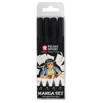 Obrázok produktu pre Sakura Pigma Sensei, Čierna, Čierna, Kolo, Blistr, 4 kusov
