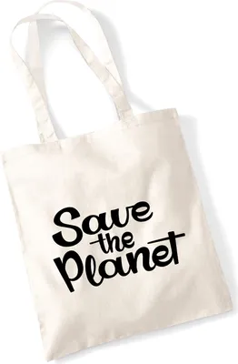 Produktbild von Huuraa Jutebeutel Save the Planet Schriftzug 10 Liter Natural Baumwolle Tasche Geschenkidee