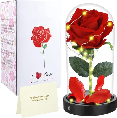 Ewige Rose Im Glas - LED Rose Mit Glaskuppel Als Romantisches Geschenk