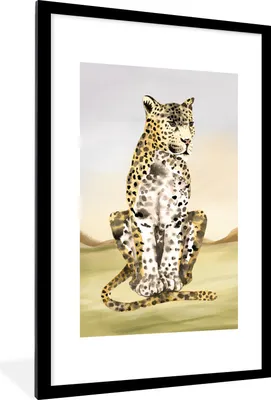 Produktbild von MuchoWow® Gerahmtes Poster Tiere - Dschungel - Leopard 60x90 cm - Poster mit Schwarzem Bilderrahmen Wandposter Rahmen Foto Bilder - Dekoration - Wandposter Wohnzimmer - Hochwertig