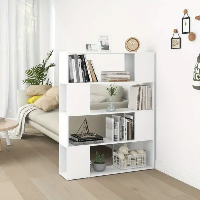 Produktbild von Bücherregal Weiß – Raumteiler – Aufbewahrungsschrank – Wandregal – Regalkorpus – Modernes Design – 100x24x124 cm