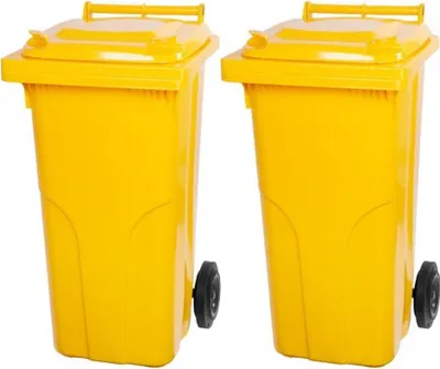 Produktbild von SuperSparSet 2x PROREGAL 2-Rad-Mülltonne MGB | HDPE-Kunststoff | 120 Liter | Gelb
