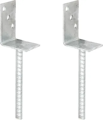 Produktbild von Alberts L-Pfostenträger mit Betonanker im Bundle, feuerverzinkt, zum Einbetonieren, Breite 80 mm, Höhe 104 mm, Länge Betonanker 200 mm