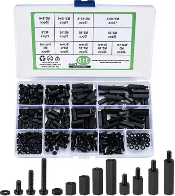 Obrázok produktu pre Nylonové skrutky, matice, rozpierky, 310 ks, rôzne veľkosti