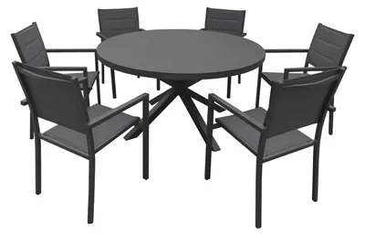 Produktbild von Gartenmöbel GIALOVA aus grauem Textilene 6-Sitzer - Aluminium Anthrazit