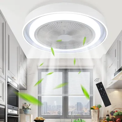 Zdjęcie produktu dla ZMH wentylator sufitowy LED z pilotem ściemnialna lampa sufitowa z wentylatorem lampa sufitowa cicha niebieska 5 łopatek do sypialni jadalni salonu
